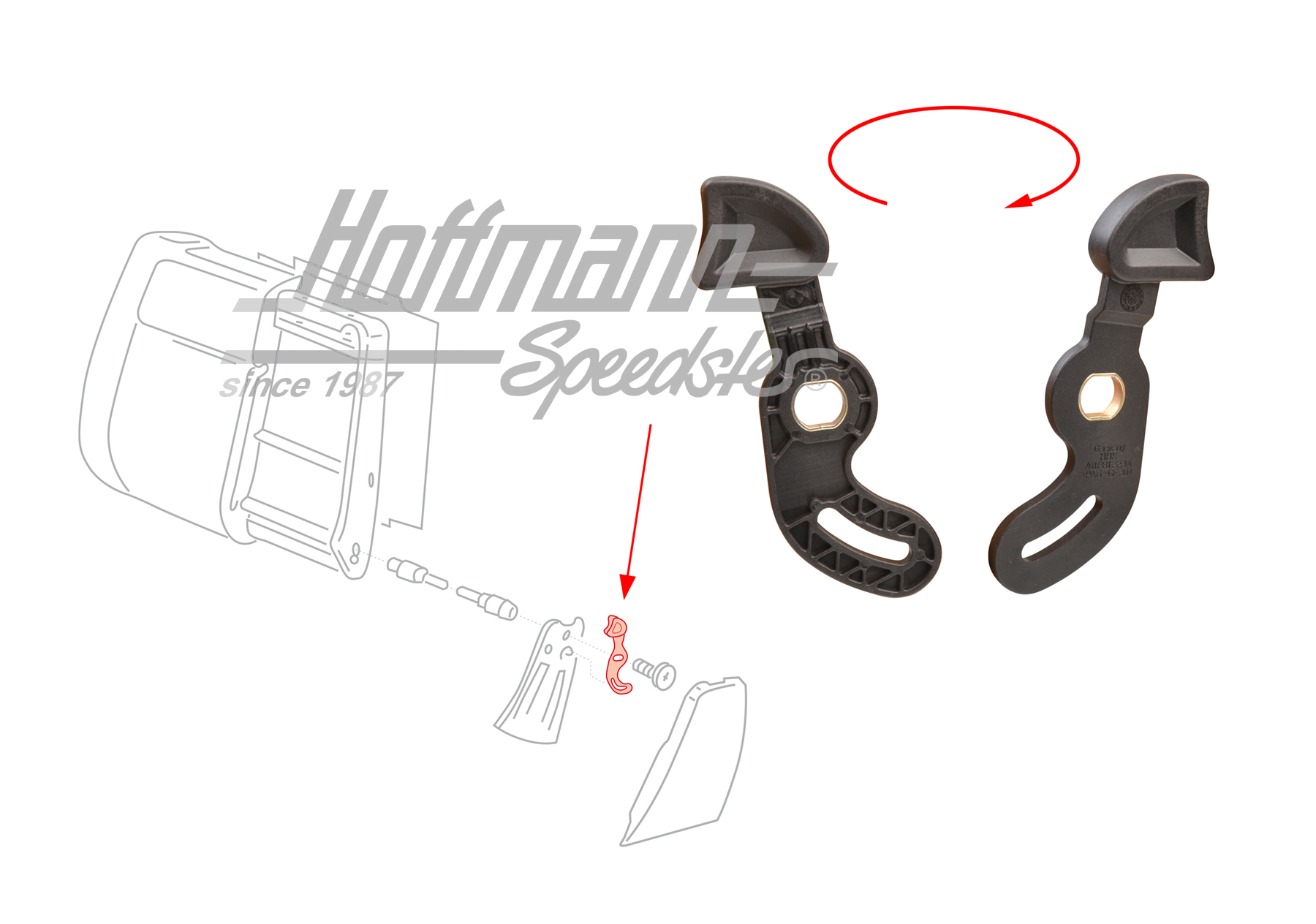 Sperrhebel, Doppelbank, Rückenlehne, li. Sperrhebel, Doppelbank, Rückenlehne, li.
