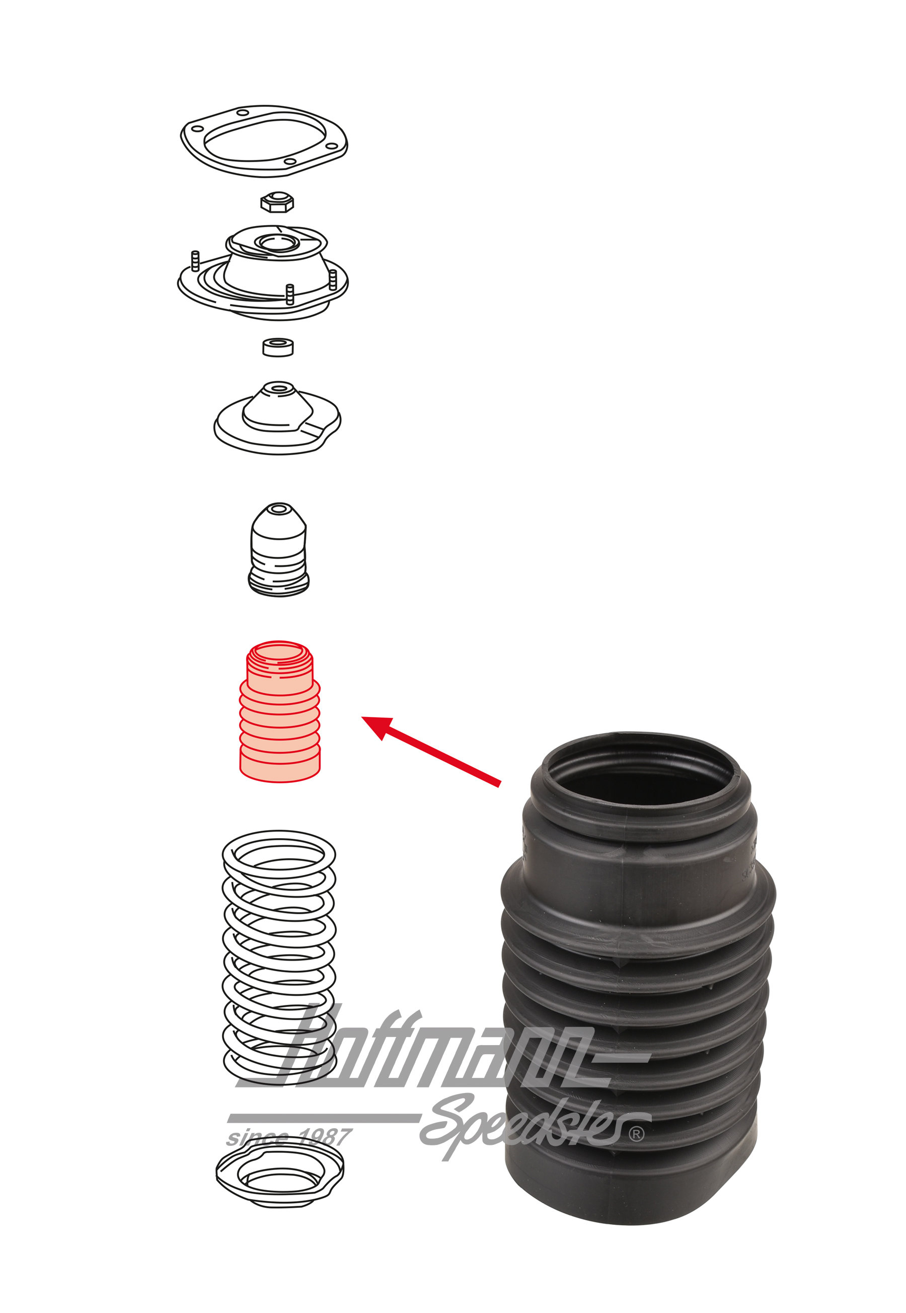 Faltenbalg, Stoßdämpfer, vorne, 964 Faltenbalg, Stoßdämpfer, vorne, 964