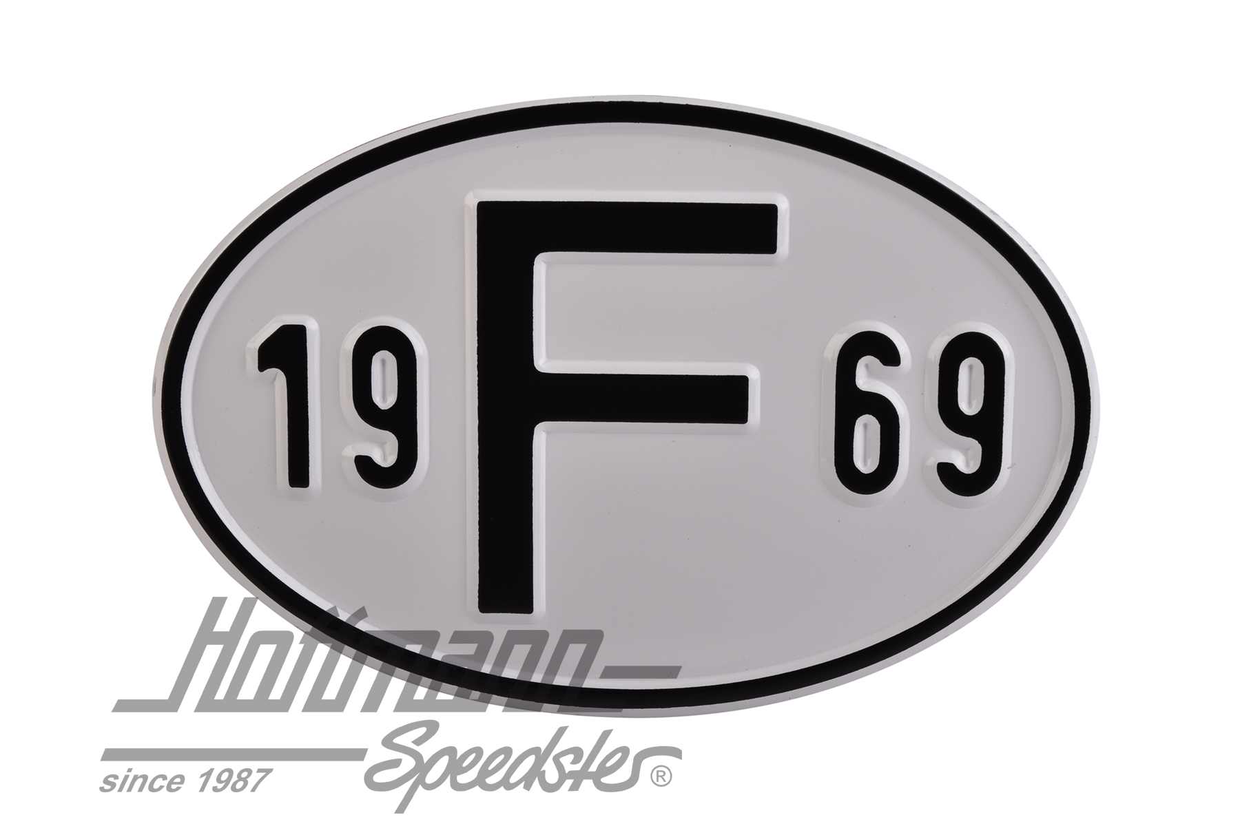 Nationalitätsschild "F", "1969", Alu