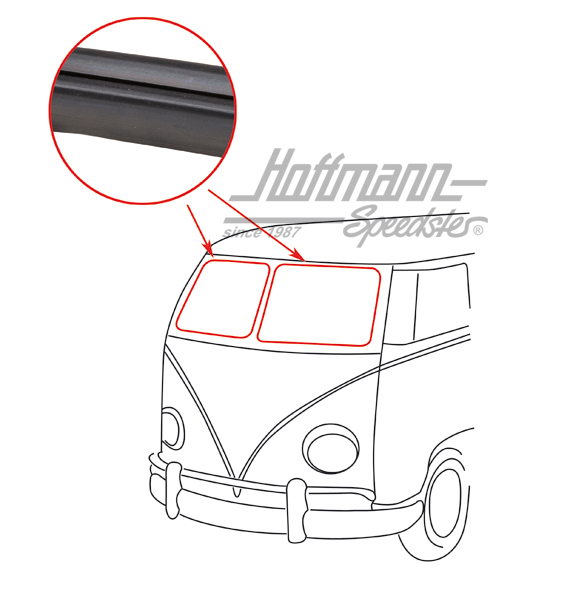 Frontscheibendichtung, Bus T1, li./re.