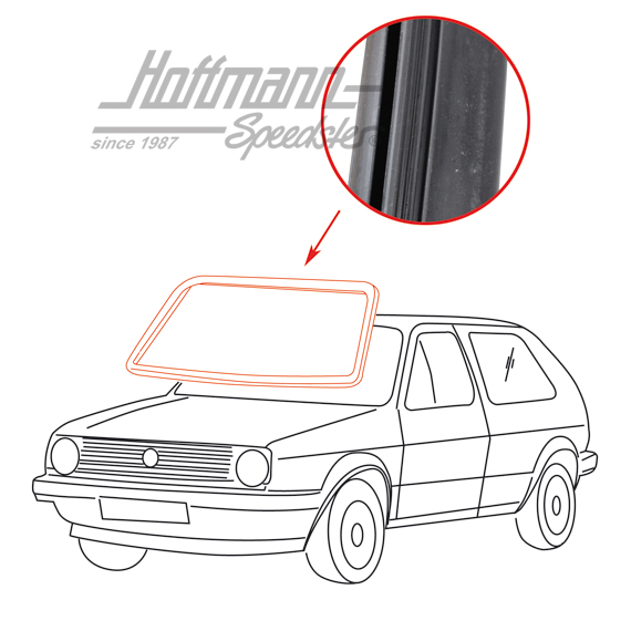 Frontscheibendichtung, Golf 2, ohne Nut