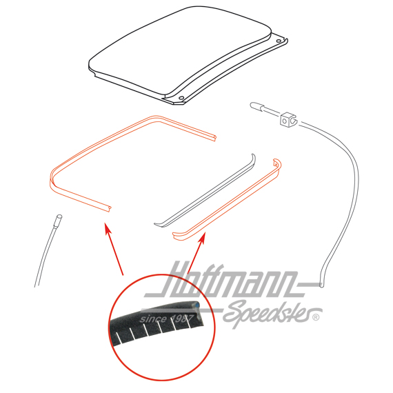 Filzdichtung, Schiebedach, vorne/hinten Filzdichtung, Schiebedach, vorne/hinten