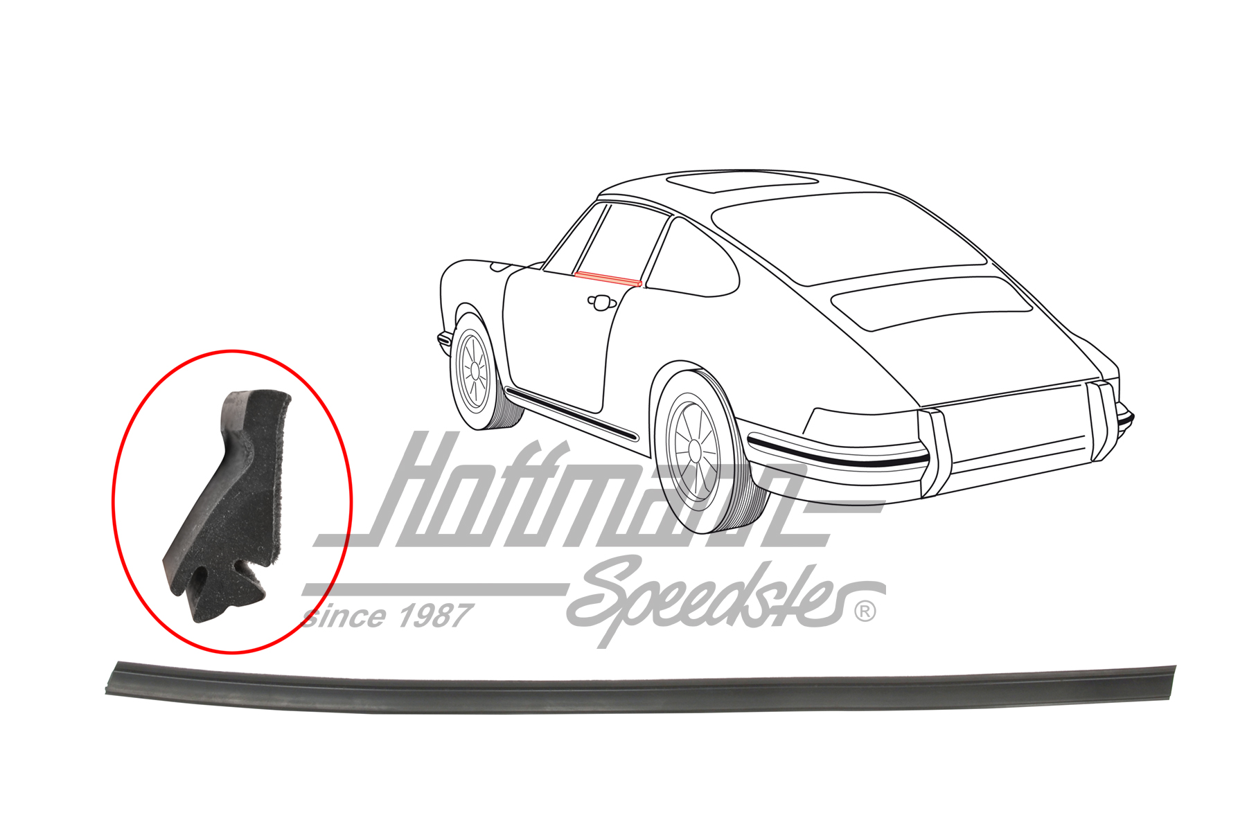 Dichtung, Türscheibe, 911 Coupé, links Dichtung, Türscheibe, 911 Coupé, links