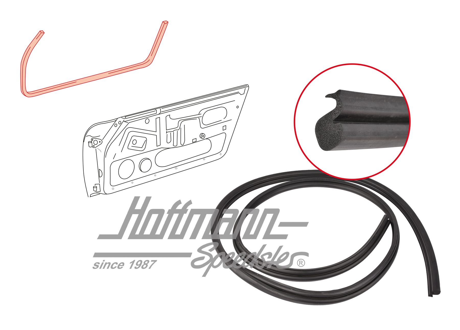 Türdichtung, 911 Targa, 65-73, li./re. Türdichtung, 911 Targa, 65-73, li./re.