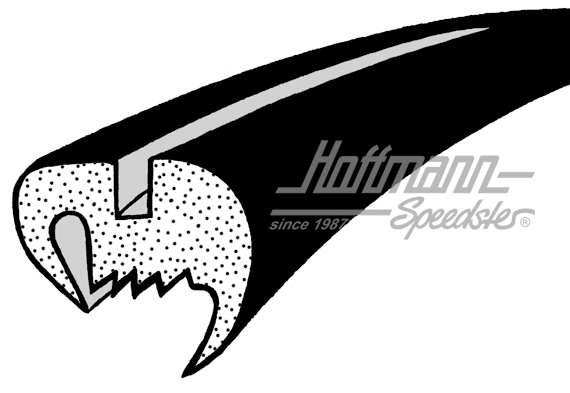 Seitenscheibendichtung ohne Nut, rundes Gummiprofil, Käfer Limousine, links / rechts, 8.64- Seitenscheibendichtung ohne Nut, rundes Gummiprofil, Käfer Limousine, links / rechts, 8.64-