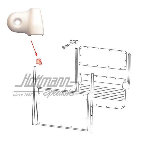 Abdeckung, Keder, B-Säule, oben, links Abdeckung, Keder, B-Säule, oben, links