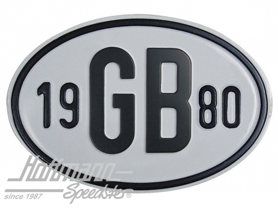 Nationalitätsschild "GB", "1980", Alu