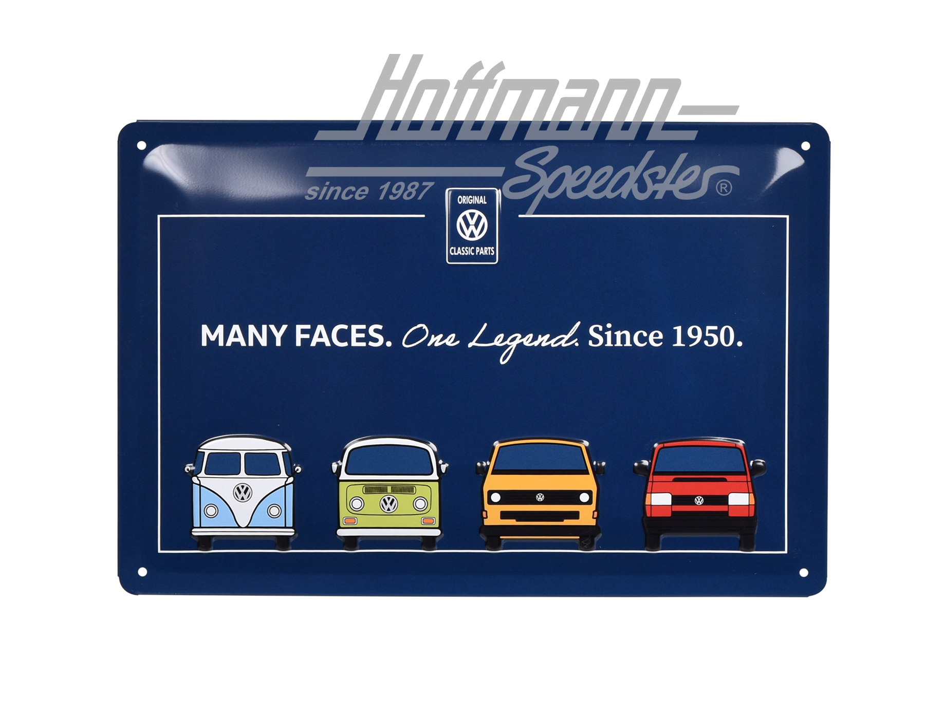 Blechschild, Vier Generationen Bulli Blechschild, Vier Generationen Bulli