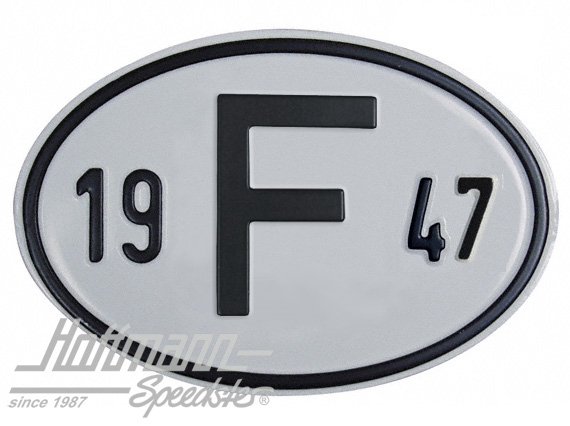 Nationalitätsschild "F", "1947", Alu