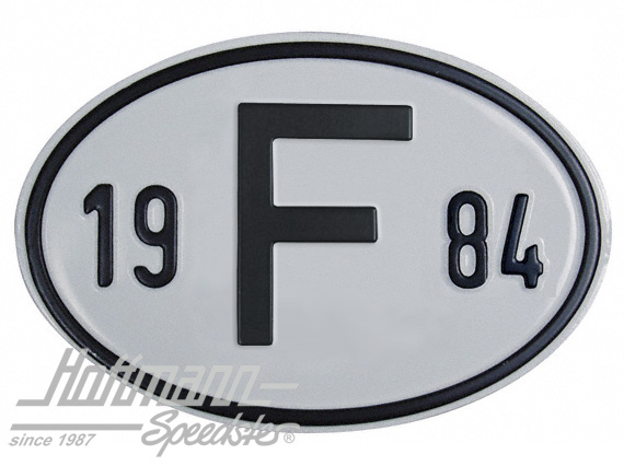 Nationalitätsschild "F", "1984", Alu