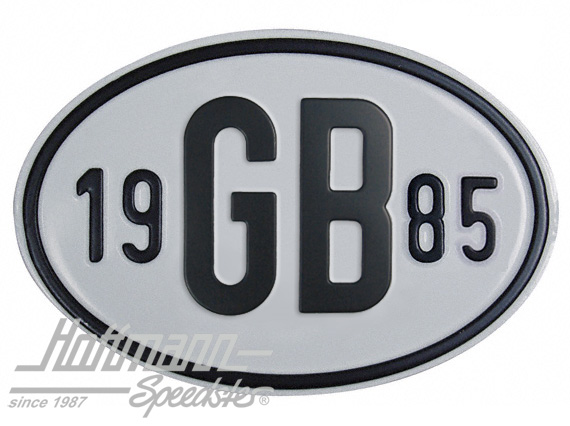 Nationalitätsschild "GB", "1985", Alu