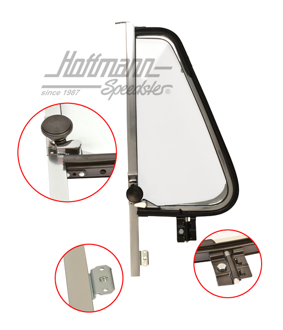 Drehfenster, kpl., Bus T2, Chrom, links Drehfenster, kpl., Bus T2, Chrom, links
