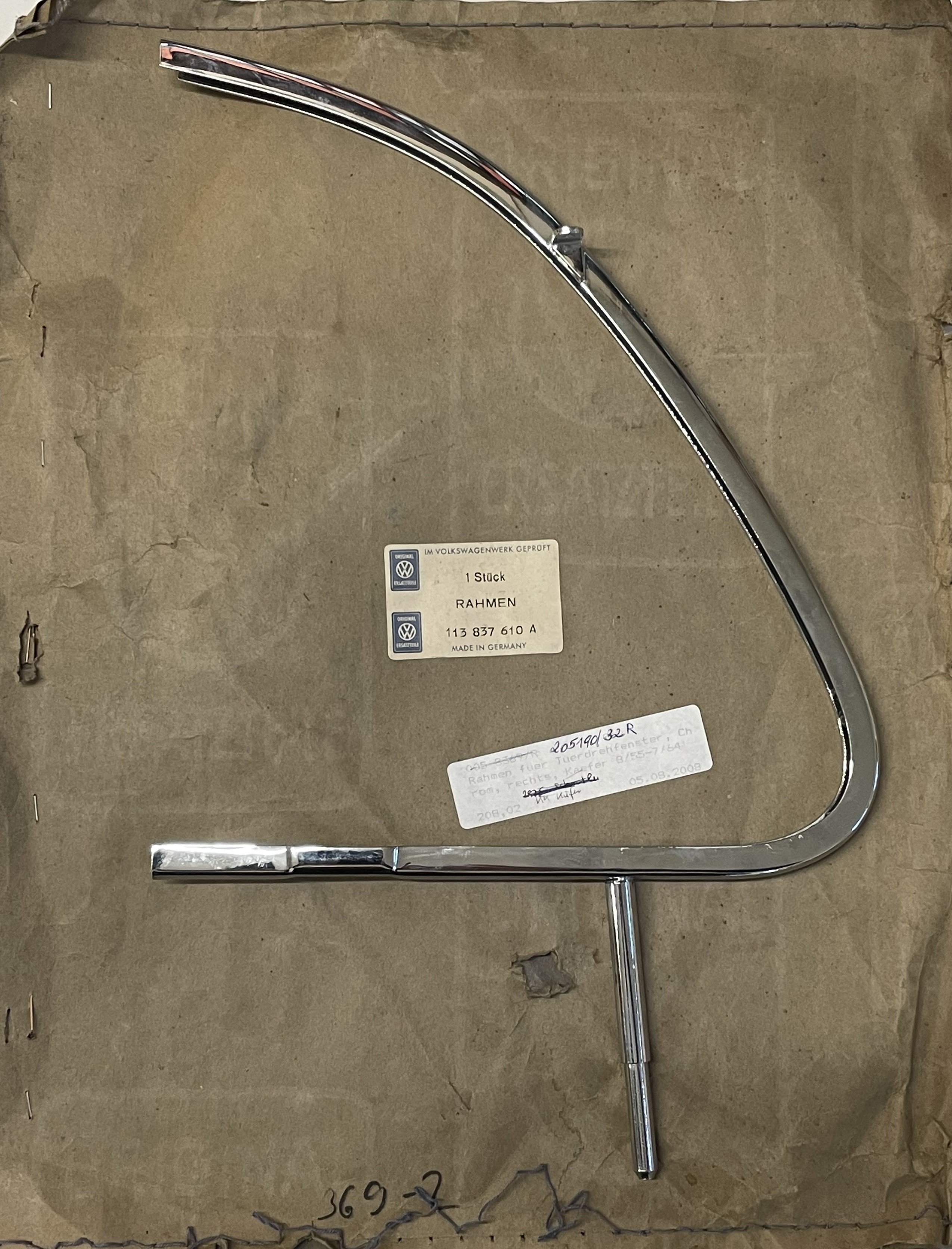 Rahmen Drehfenster, Chrom, 55-64, rechts (NOS) Rahmen Drehfenster, Chrom, 55-64, rechts (NOS)