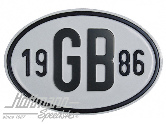 Nationalitätsschild "GB", "1986", Alu