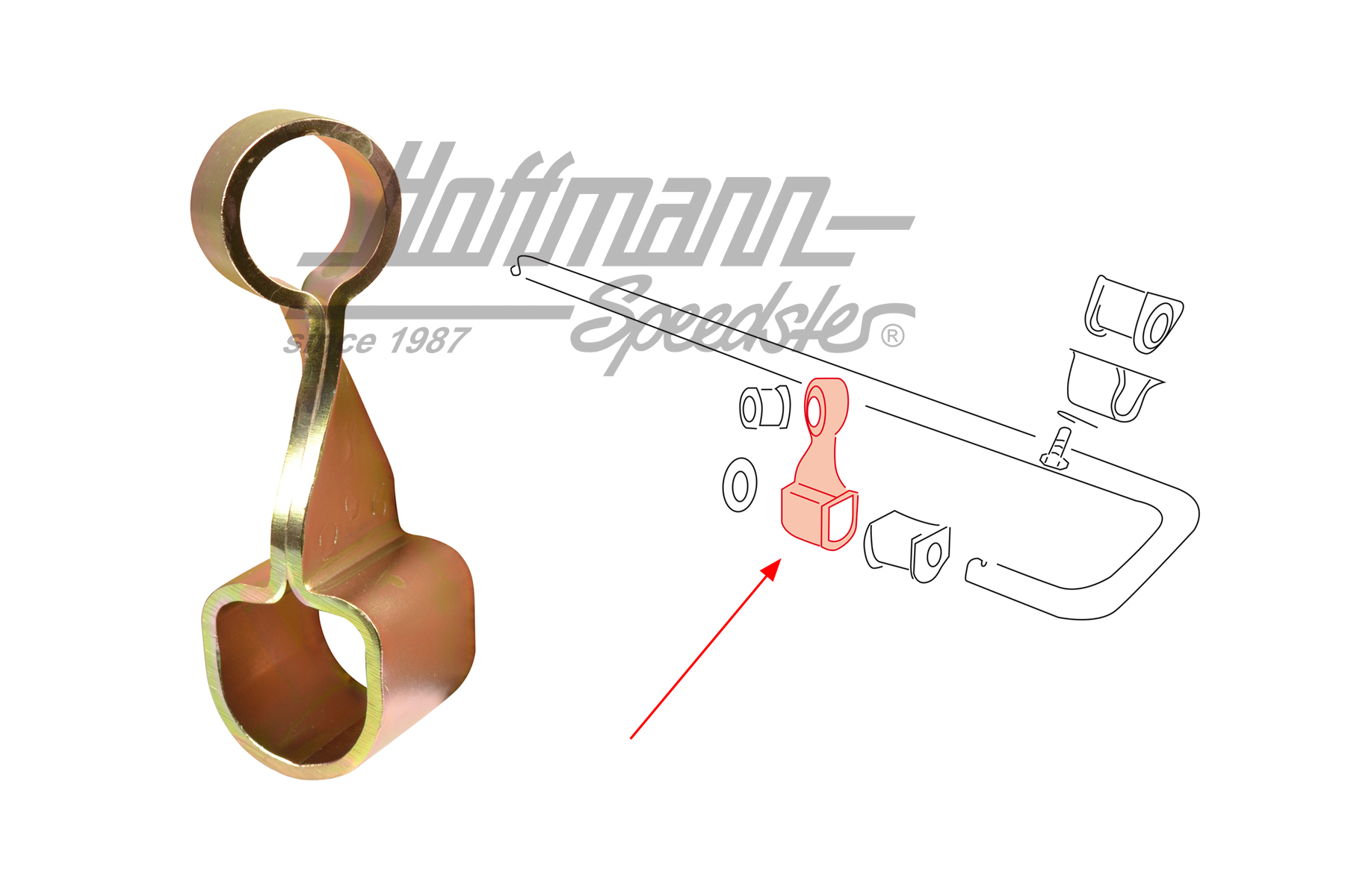 Stütze, Stabilisator, hinten, -77, re. Stütze, Stabilisator, hinten, -77, re.