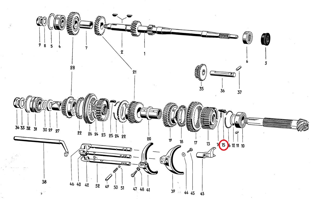Sperrstück 1./2. Gang, Teilsynchron-Getriebe