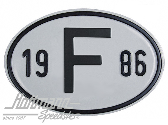 Nationalitätsschild "F", "1986", Alu