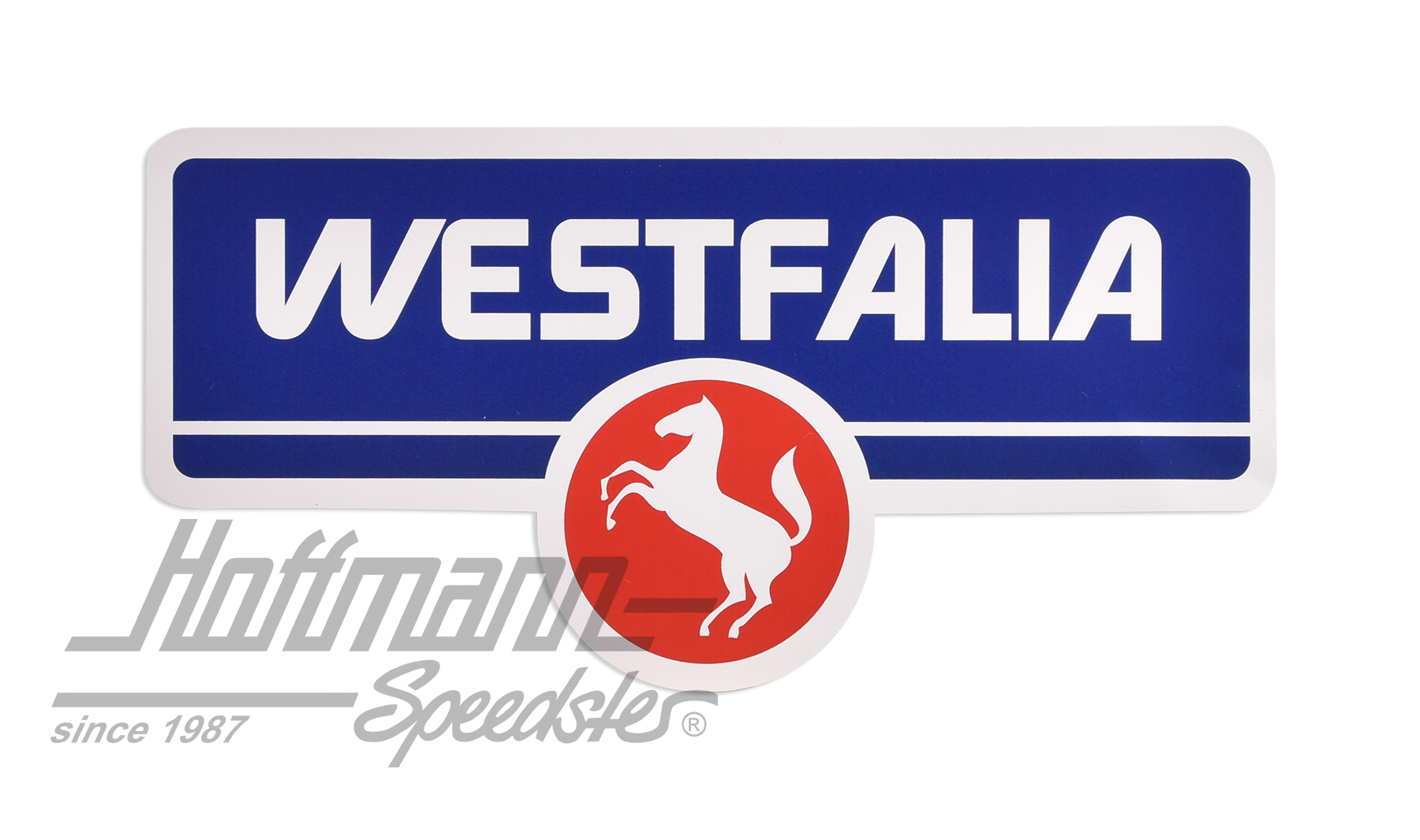 Aufkleber "Westfalia", blau/rot (groß)