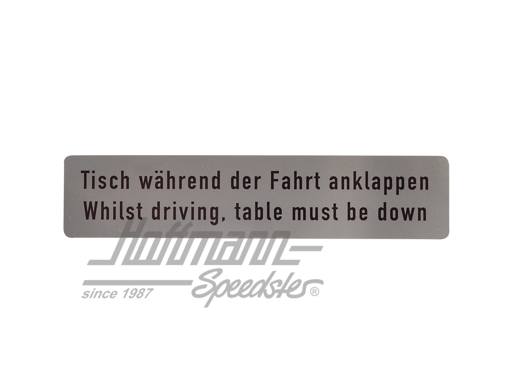 Aufkleber, Tisch während der Fahrt anklappen