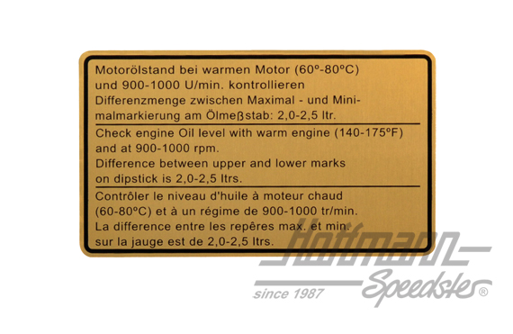 Aufkleber "Ölstand", 911 Turbo, -80