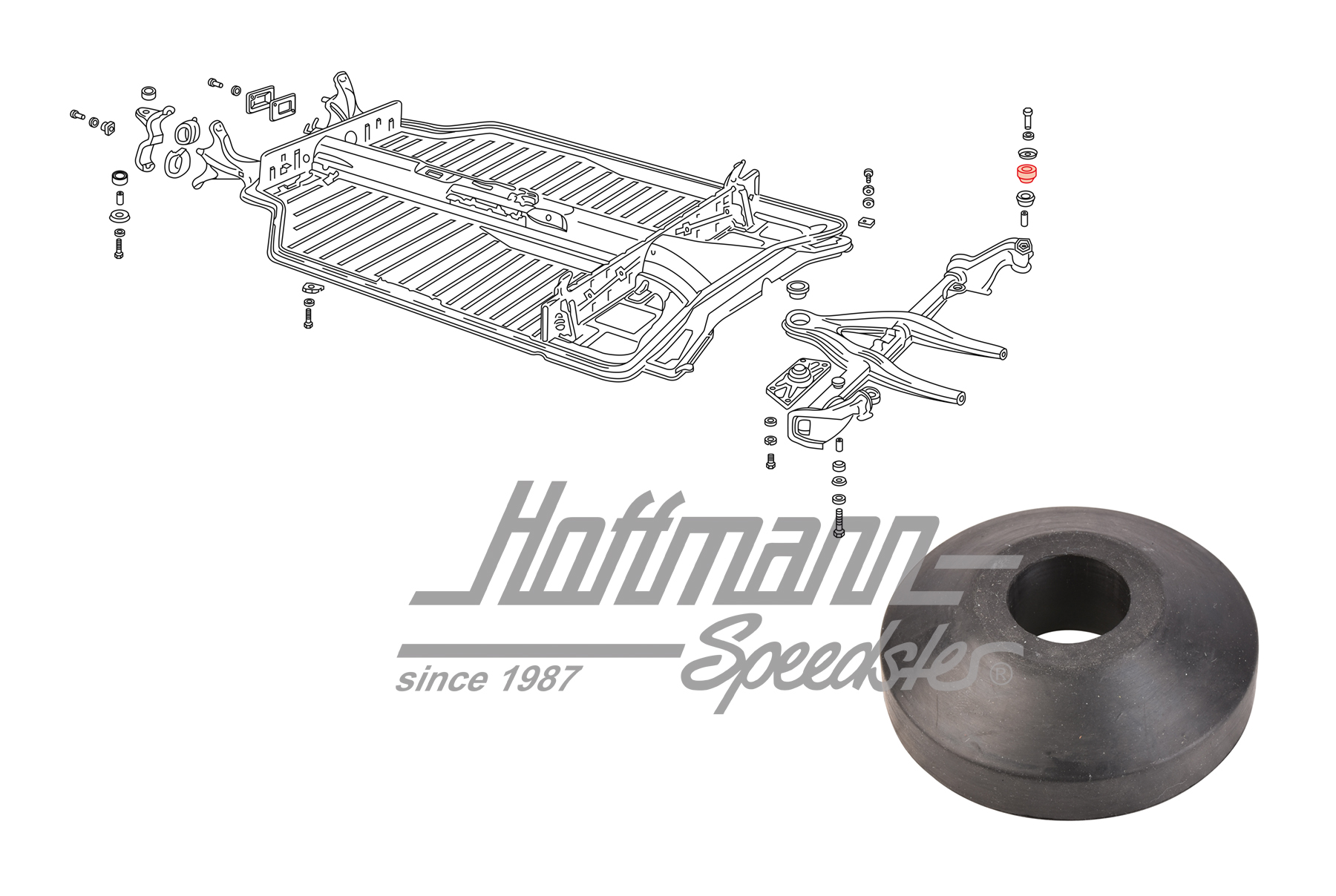 Gummi, Hinterachse/Chassis, aussen, oben Gummi, Hinterachse/Chassis, aussen, oben