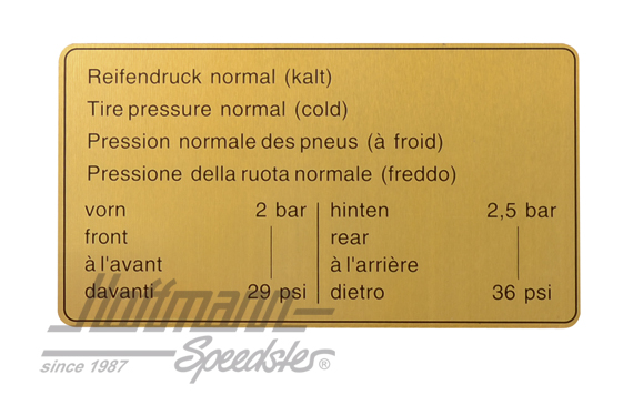 Aufkleber "Reifendruck", 911, 84-89