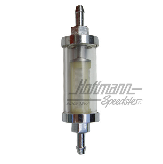 Benzinfilter, Chrom/Glas, 6 mm Benzinfilter, Chrom/Glas, 6 mm