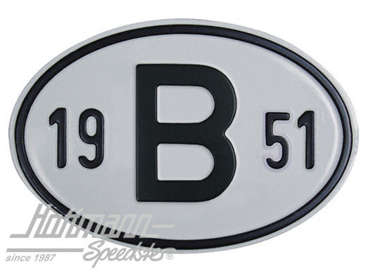 Nationalitätsschild "B", "1951", Alu Nationalitätsschild "B", "1951", Alu