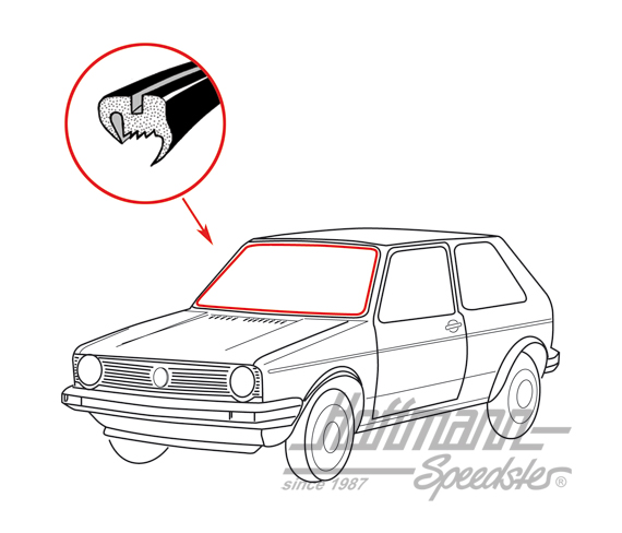 Frontscheibendichtung ohne Nut, Golf 1, Limousine und Cabrio