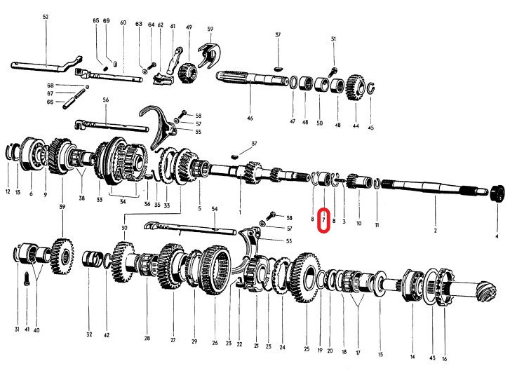 Nadellager auf Antriebswelle, Volllsynchron 1/72- Nadellager auf Antriebswelle, Volllsynchron 1/72-