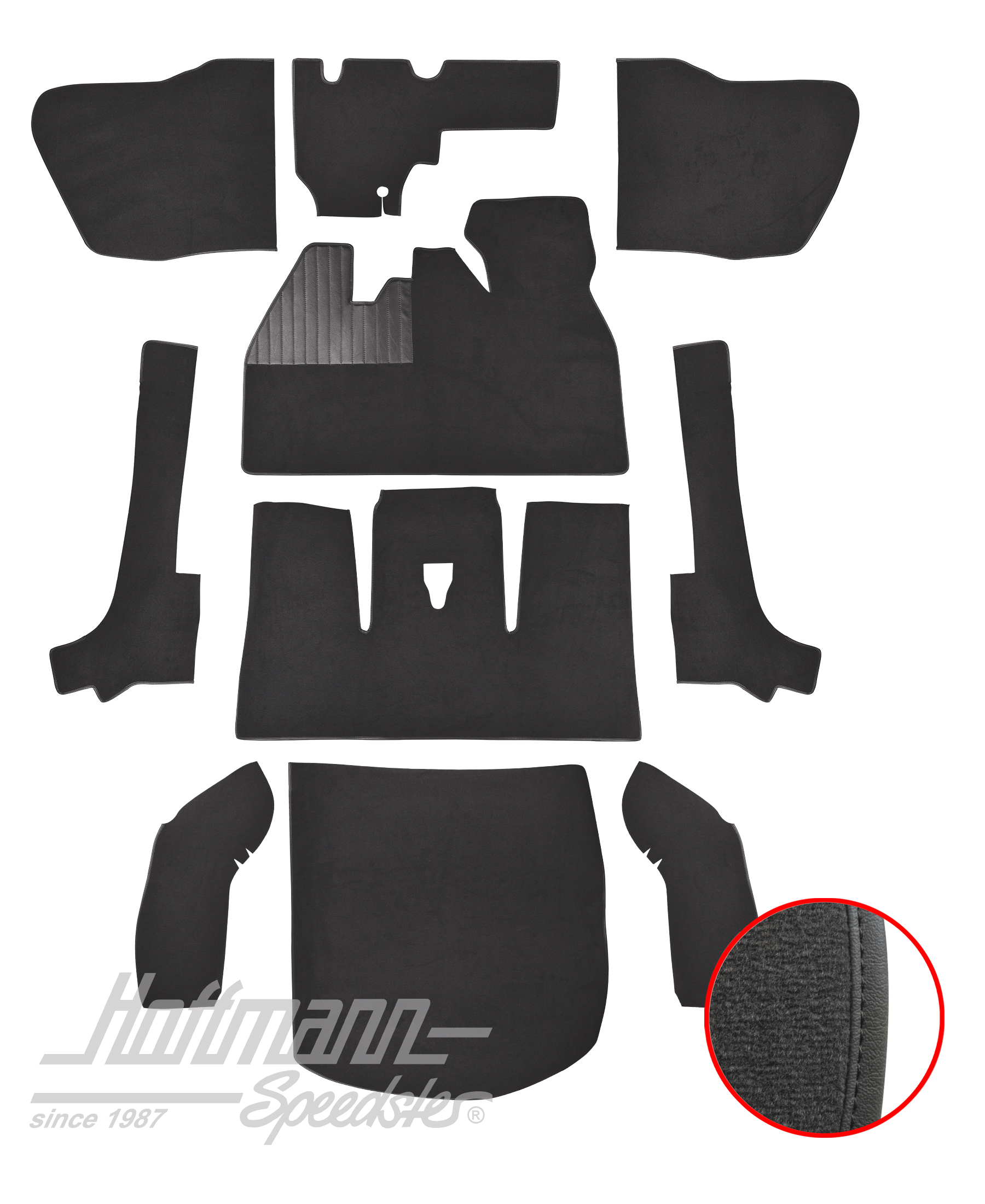 Teppichsatz für Cabrio, 8.66-7.70, anthrazit Teppichsatz für Cabrio, 8.66-7.70, anthrazit