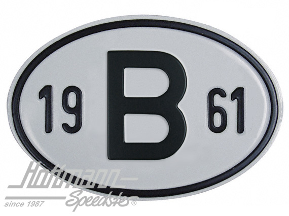 Nationalitätsschild "B", "1961", Alu Nationalitätsschild "B", "1961", Alu