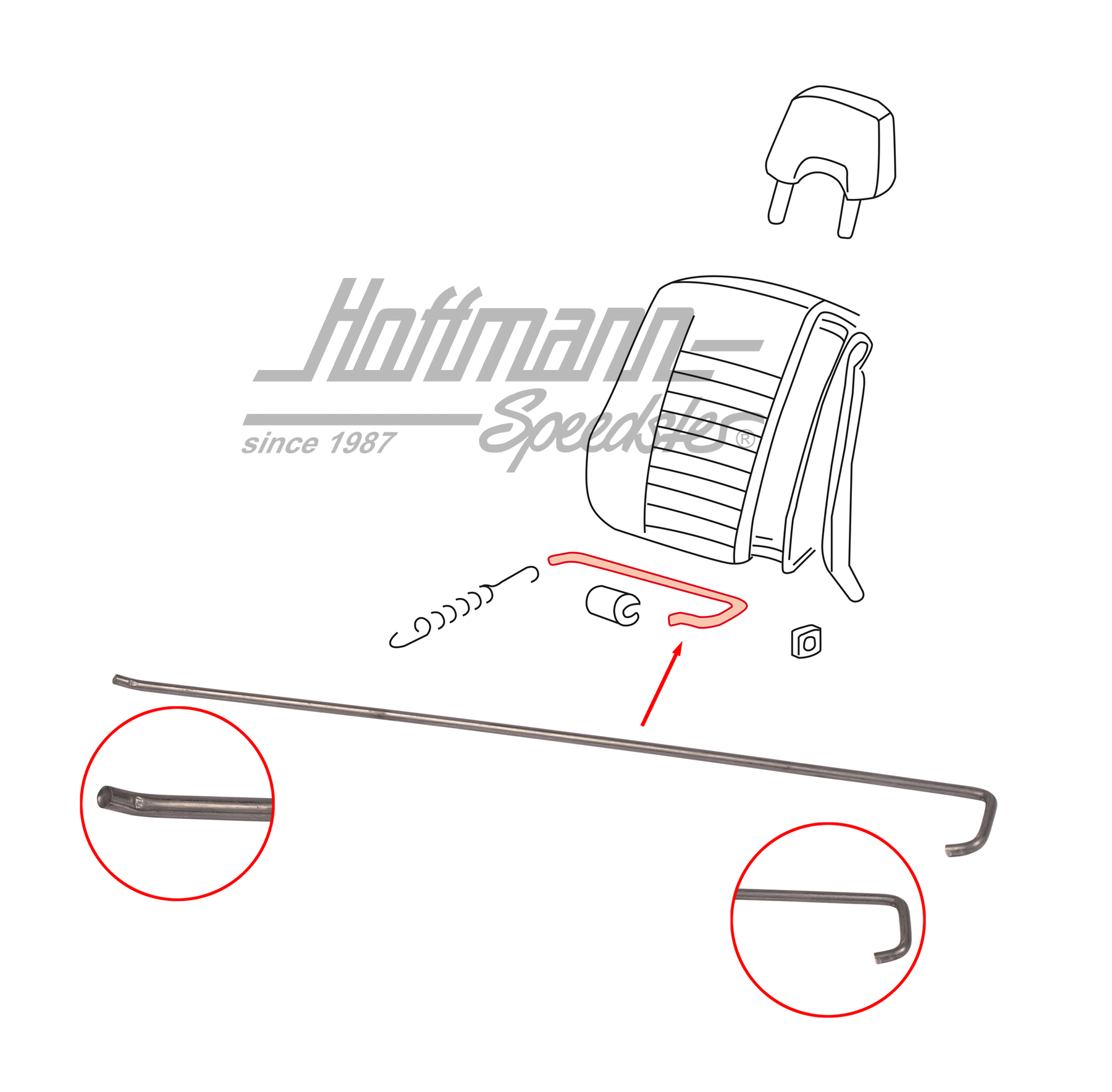 Federstab, Rückenlehne, Bus T2/T3, 75-92 Federstab, Rückenlehne, Bus T2/T3, 75-92