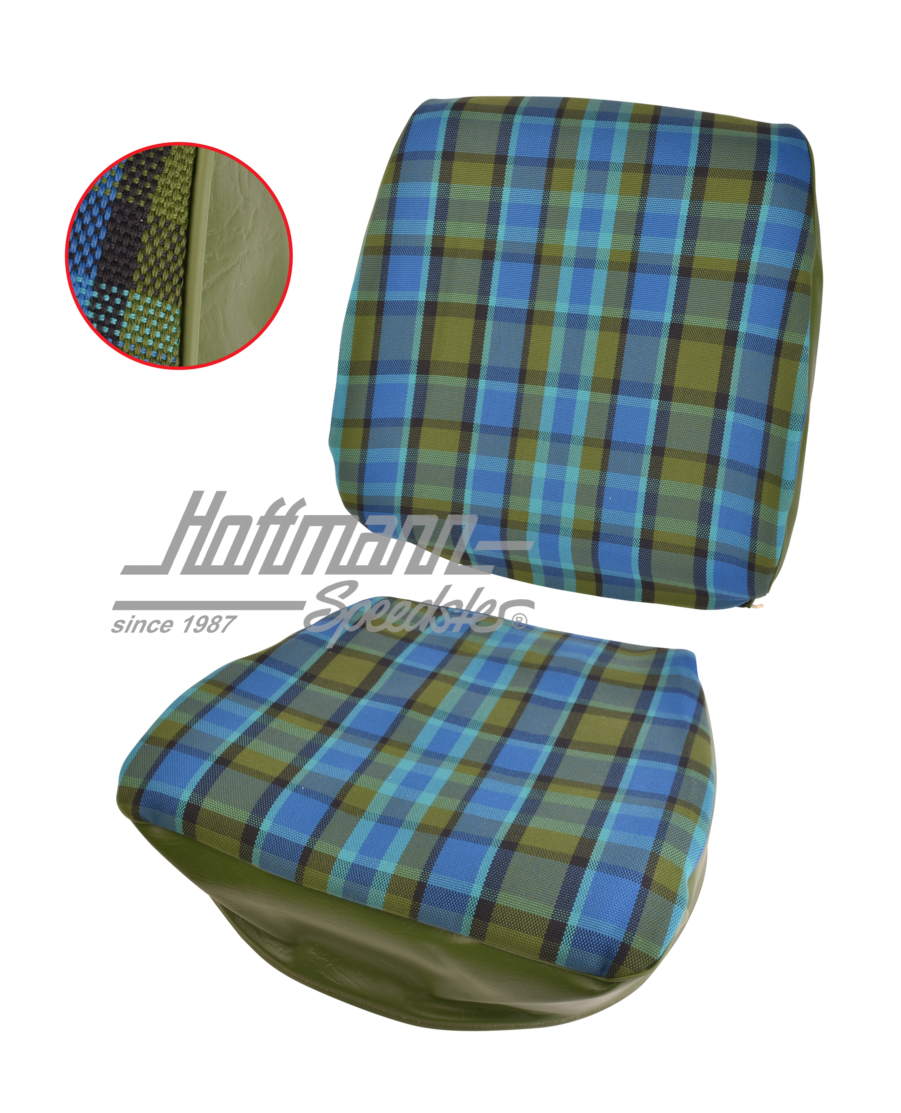 Sitzbezug, Westfalia, blau/grün, 74-79