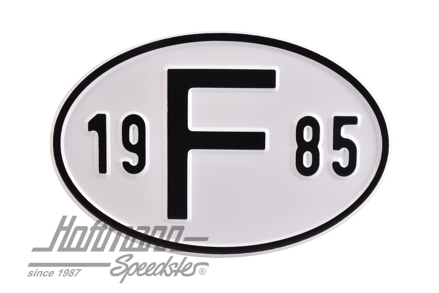 Nationalitätsschild "F", "1985", Alu