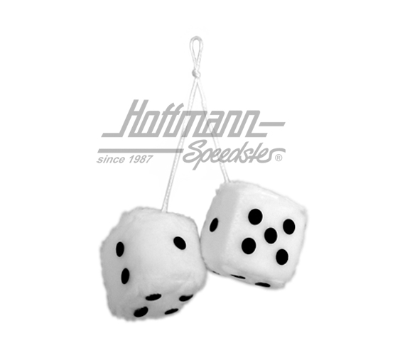 Fuzzy Dice, 6x6 cm, weiß Fuzzy Dice, 6x6 cm, weiß