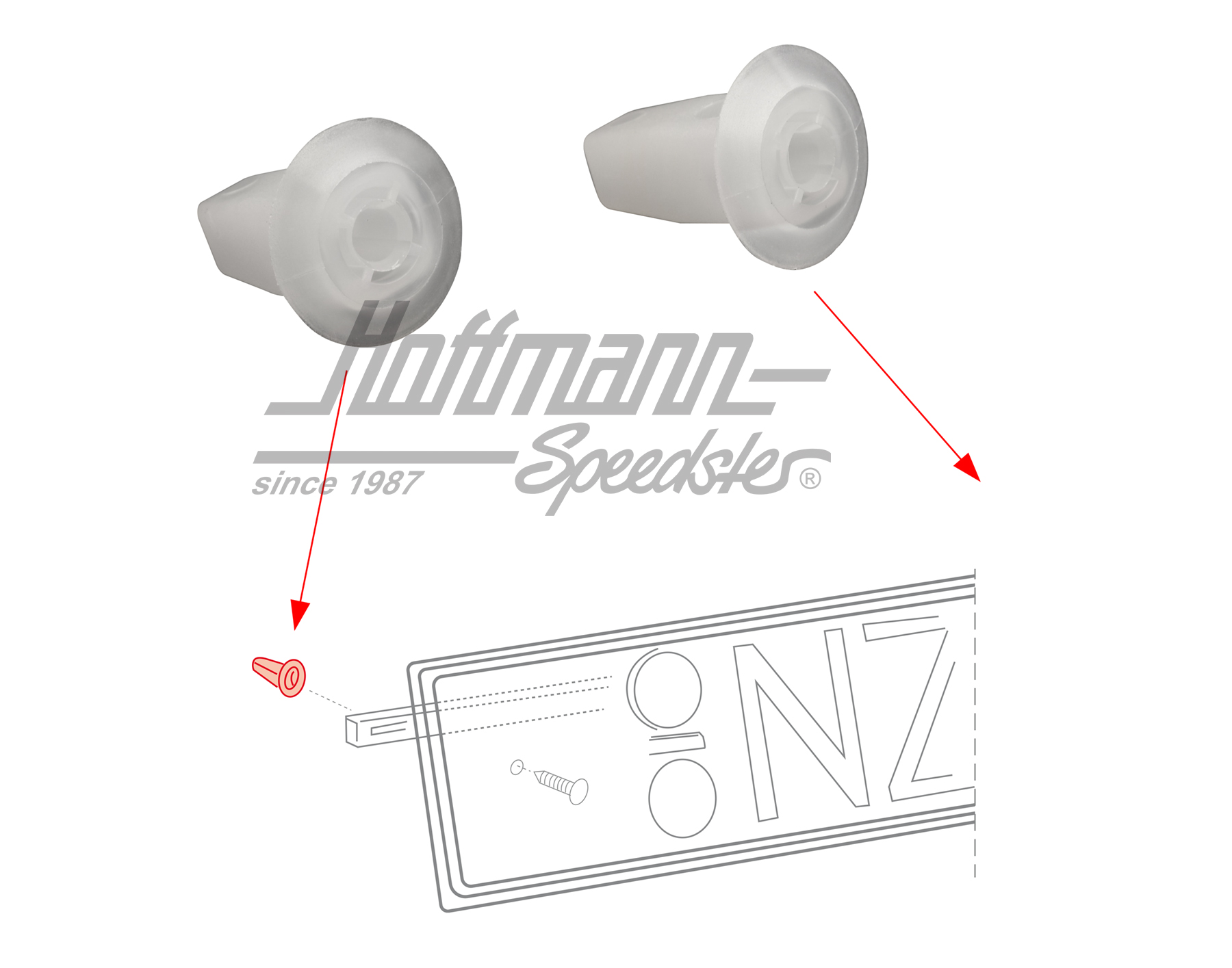 Einsteckmutter, Nummernschildbefestigung Einsteckmutter, Nummernschildbefestigung