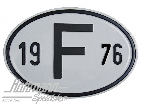 Nationalitätsschild "F", "1976", Alu