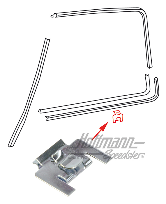 Klammer, Fensterschachtleiste, vorne Klammer, Fensterschachtleiste, vorne