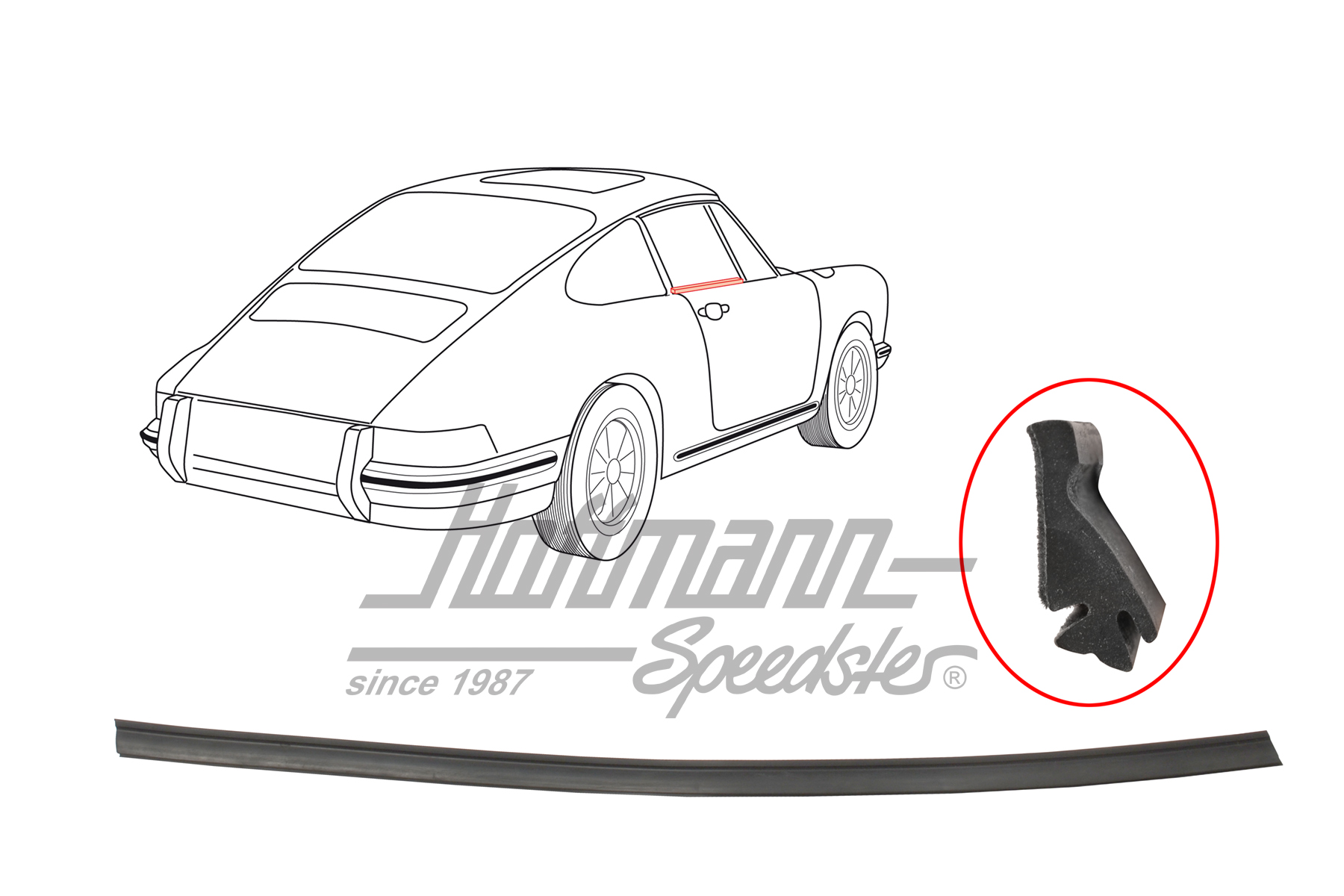 Dichtung, Türscheibe, 911 Coupé, rechts Dichtung, Türscheibe, 911 Coupé, rechts