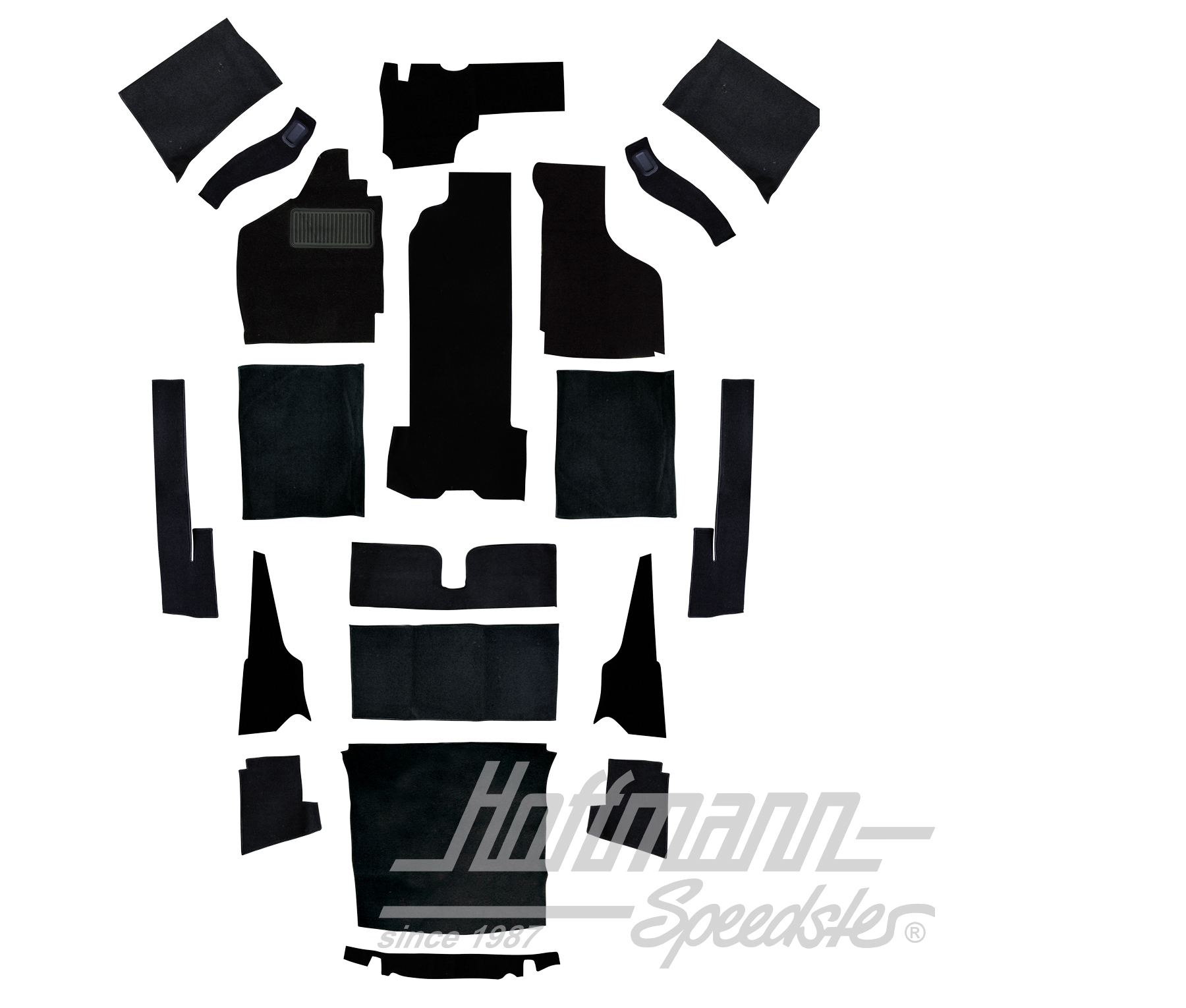 Teppichsatz, Karmann Cabrio, schwarz, -7.68, Velour Teppichsatz, Karmann Cabrio, schwarz, -7.68, Velour