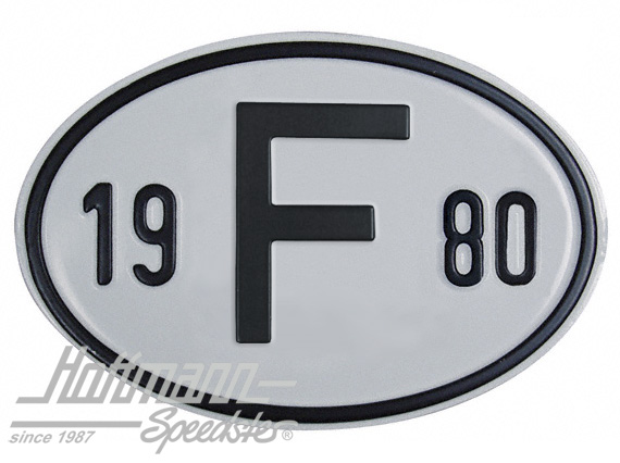 Nationalitätsschild "F", "1980", Alu
