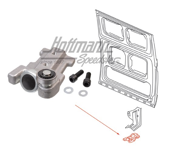 Rollenführung, Schiebetür, unten, links Rollenführung, Schiebetür, unten, links
