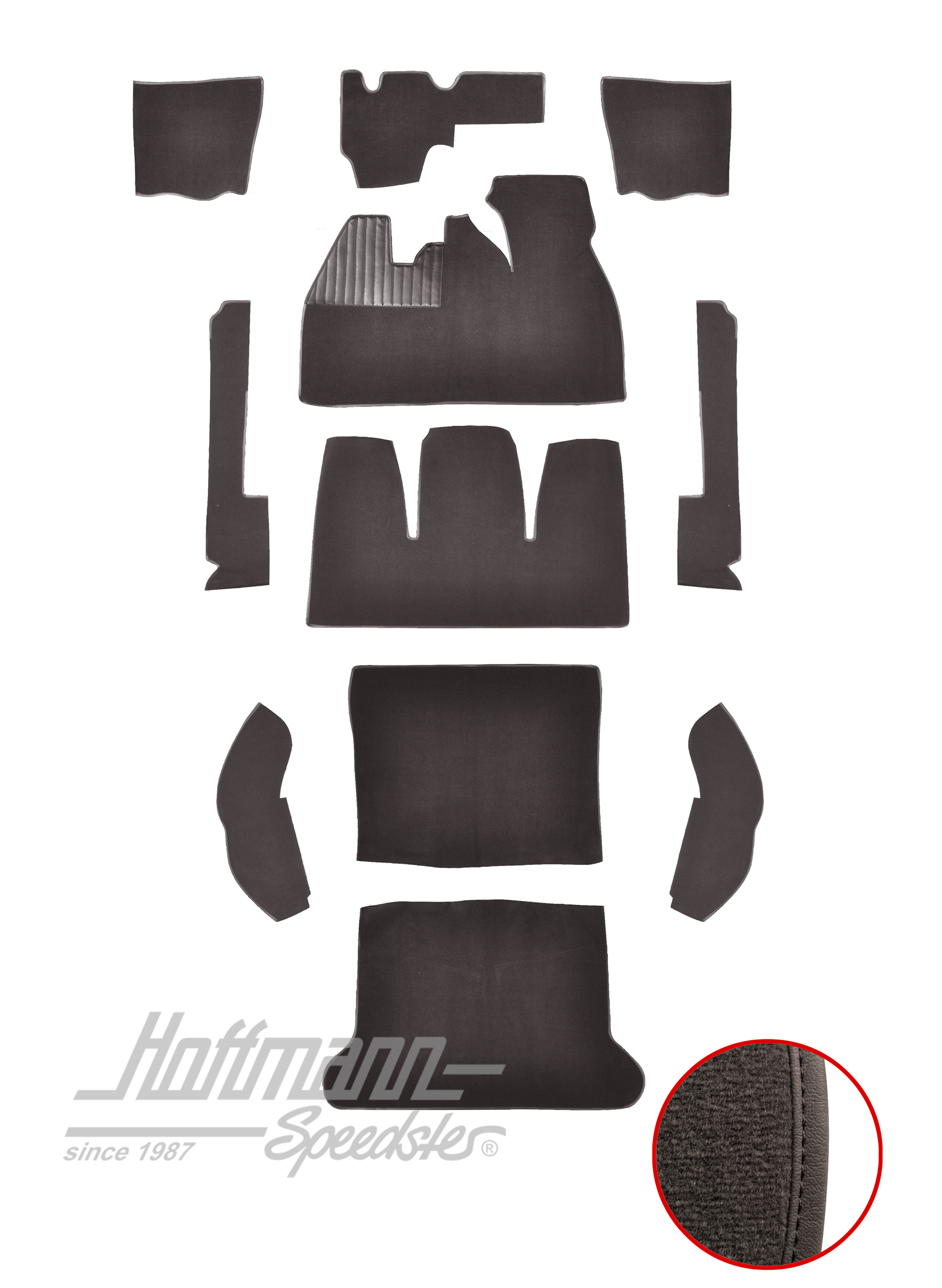 Teppichsatz für Limousine, 8.61-7.68, anthrazit Teppichsatz für Limousine, 8.61-7.68, anthrazit
