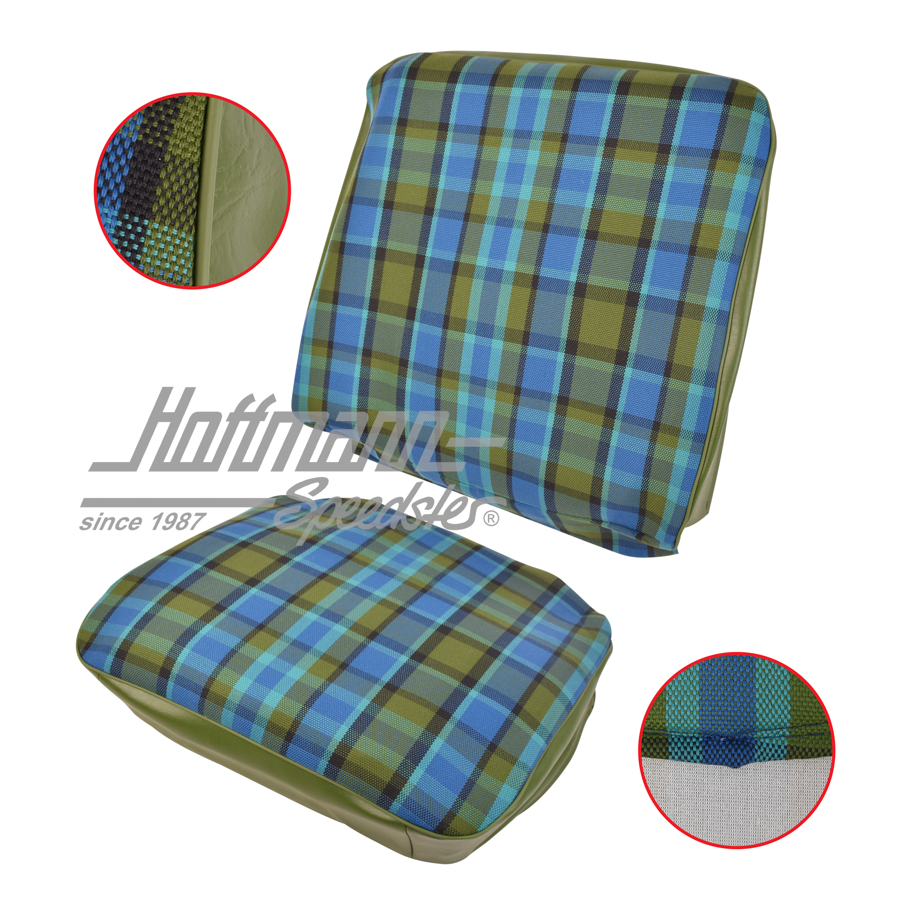 Sitzbezug, Westfalia, blau/grün, 68-74