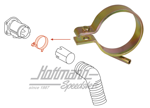 Schelle, Schlauch/Heizklappenkasten, links Schelle, Schlauch/Heizklappenkasten, links