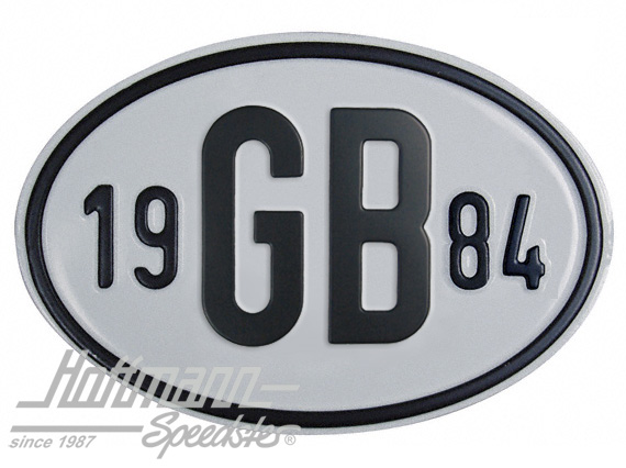 Nationalitätsschild "GB", "1984", Alu