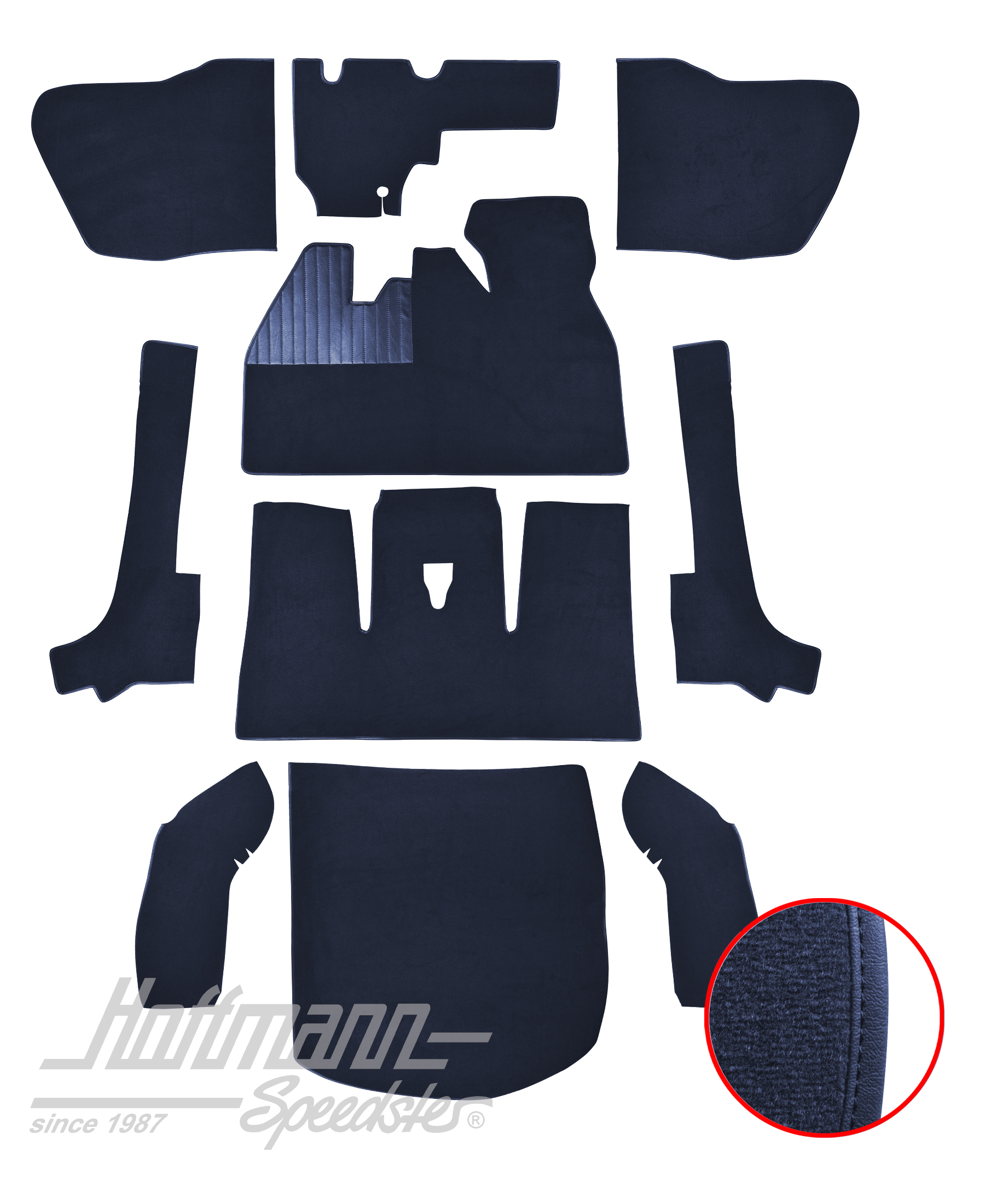 Teppichsatz für Cabrio, 8.66-7.70, blau Teppichsatz für Cabrio, 8.66-7.70, blau