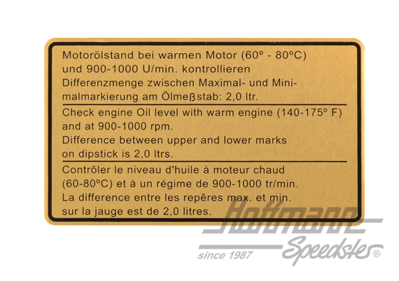 Aufkleber "Ölstand", 911, 73