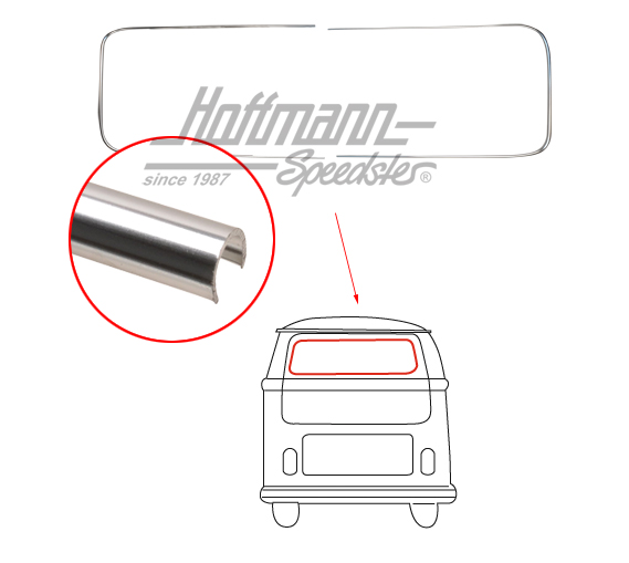Zierrahmen Alu, Heckscheibe, Bus T1/T2 Zierrahmen Alu, Heckscheibe, Bus T1/T2